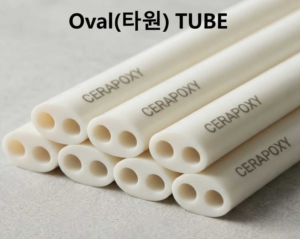 알루미나 타원 2홀 튜브 — Oval Dual Bore